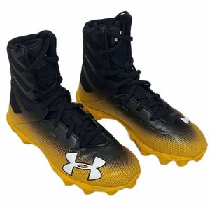 Under Armour Highlight Kids Black and Yellow Football Cleats size 4Y